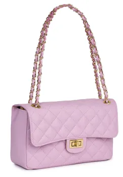 Poseta din piele matlasata Angela lila imagine