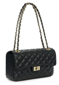 Poseta din piele matlasata Angela neagra imagine