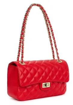 Poseta din piele matlasata Angela rosie imagine