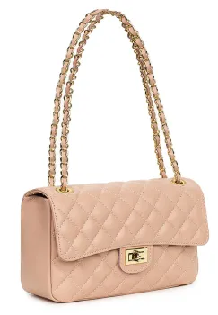 Poseta din piele matlasata Angela roz imagine