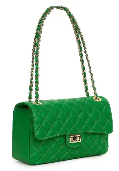 Poseta din piele matlasata Angela verde imagine