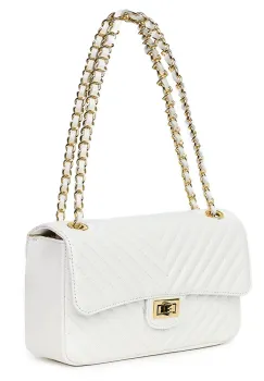 Poseta din piele matlasata Anna alba imagine