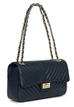 Poseta din piele matlasata Anna bleumarin imagine