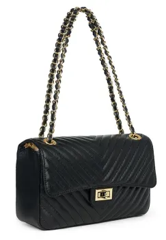 Poseta din piele matlasata Anna neagra imagine