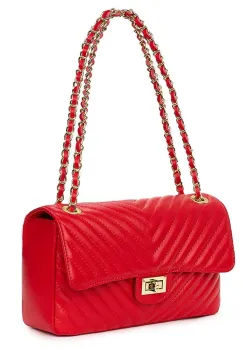 Poseta din piele matlasata Anna rosie imagine