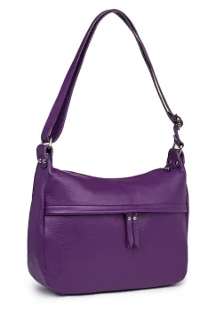 Poseta din piele naturala Amelia mov imagine