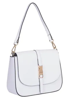 Poseta din piele naturala Aretha alba imagine