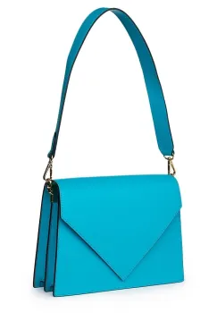 Poseta din piele naturala Virginia turcoaz imagine