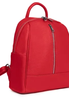 Rucsac din piele naturala Silvio rosu imagine