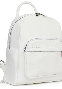 Rucsac din piele naturala Vicenzo alb imagine