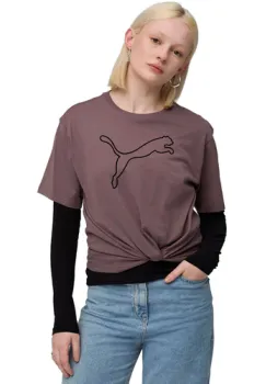 Tricou femei Puma Her Relaxed Graphic Tee Raisin 68814988 imagine