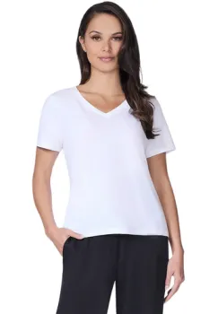 Tricou femei Skechers Pima V-Neck Tee TP130-WHT imagine