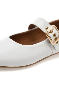 Balerini FLAVIA PASSINI albi, 152, din piele naturala imagine