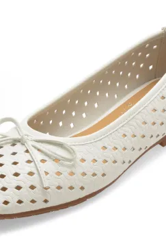 Balerini FLAVIA PASSINI albi, 1528G15, din piele naturala imagine