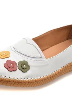 Balerini FLAVIA PASSINI albi, 244410, din piele naturala imagine