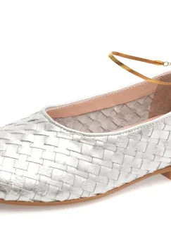 Balerini GOLD DEER argintii, 420727, din piele naturala imagine