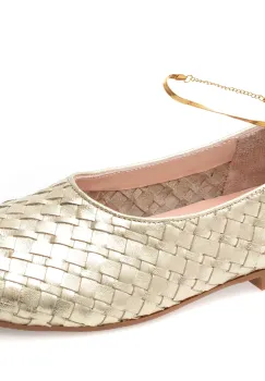 Balerini GOLD DEER aurii, 420727, din piele naturala imagine