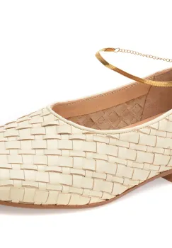 Balerini GOLD DEER bej, 420727, din piele naturala imagine