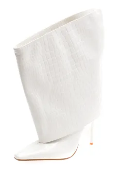 Cizme elegante EPICA albe, A0910, din piele ecologica imagine