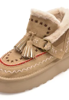 Ghete O-JOO gri, GWEN ETNO, din piele intoarsa imagine