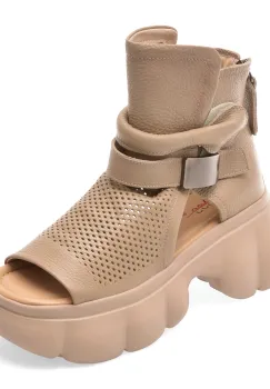 Ghete PASS COLLECTION bej, LY60006, din piele naturala imagine