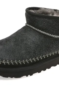 Ghete UGG negre, CLASSIC ULTRA MINI BIARRITZ, din piele intoarsa imagine