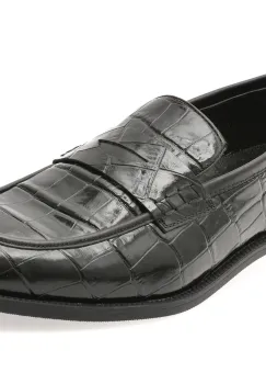 Mocasini BITE THE BULLET negri, 2822, din piele croco imagine