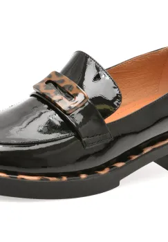 Mocasini EPICA negri, M111, din piele naturala lacuita imagine