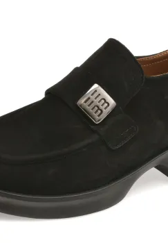 Mocasini GOLD DEER negri, 12146, din piele intoarsa imagine