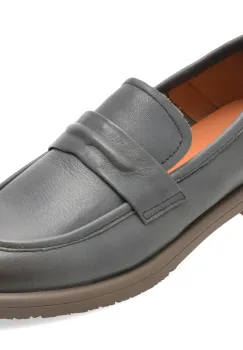 Mocasini IMAGE gri, D380, din piele naturala imagine
