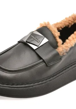 Mocasini IMAGE negri, 146A262, din piele naturala imagine