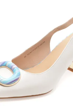 Pantofi eleganti IMAGE albi, 5K153, din piele naturala imagine