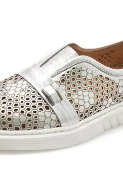 Pantofi ERISMA argintii, 123048, din piele naturala imagine