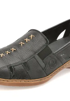 Pantofi RIEKER negri, 41385, din piele naturala imagine