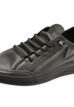 Pantofi sport BITE THE BULLET negri, T8507, din piele naturala imagine