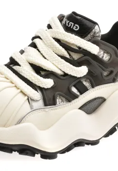 Pantofi sport GRYXX alb-negru, 8610, din piele naturala imagine