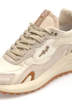 Pantofi sport PEPE JEANS bej, LS60035, din material textil si piele naturala imagine