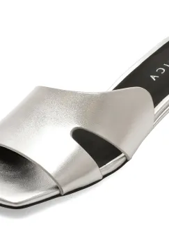 Papuci EPICA argintii, 963, din piele naturala imagine