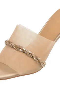 Papuci EPICA aurii, 310088, din material textil imagine