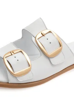 Papuci FLAVIA PASSINI albi, 251445, din piele naturala imagine