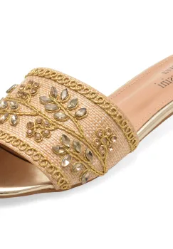 Papuci FLAVIA PASSINI aurii, 9153, din material textil imagine