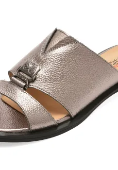 Papuci IMAGE gri, 5S079, din piele naturala imagine