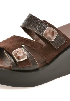 Papuci IMAGE maro, 4212640, din piele naturala imagine