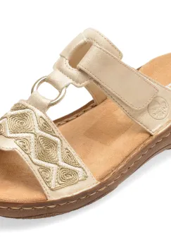 Papuci RIEKER aurii, V2864, din piele ecologica imagine