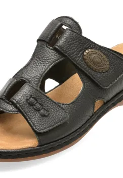 Papuci RIEKER negri, 65958, din piele naturala imagine