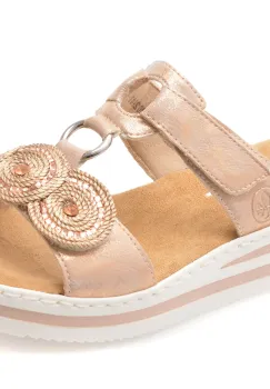 Papuci RIEKER roz, V0200, din piele ecologica imagine