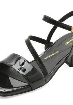 Sandale CLARKS negre, SERINA 35 STRAP, din piele naturala lacuita imagine