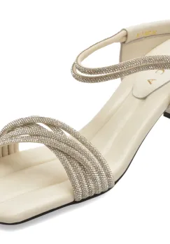 Sandale elegante EPICA albe, 3569, din material textil imagine