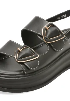 Sandale EPICA negre, L202, din piele naturala imagine