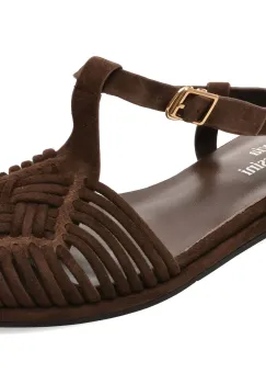 Sandale FLAVIA PASSINI maro, A397, din material textil si piele naturala imagine